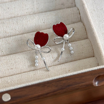 1 Pair Simple Style Classic Style Heart Shape Asymmetrical Plating Alloy Silver Plated Ear Studs