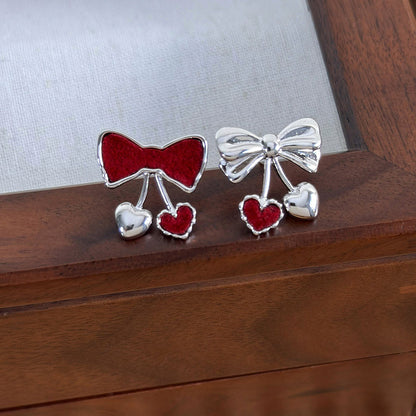 1 Pair Simple Style Classic Style Heart Shape Asymmetrical Plating Alloy Silver Plated Ear Studs