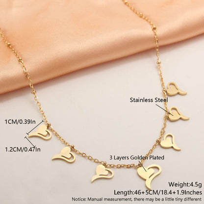 Wholesale Simple Style Solid Color Heart Shape Symbol Stainless Steel Plating 18k Gold Plated Gold Plated Necklace