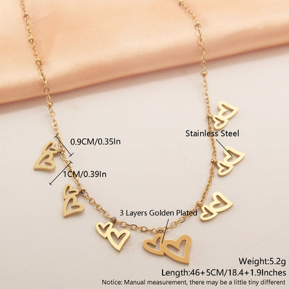 Wholesale Simple Style Solid Color Heart Shape Symbol Stainless Steel Plating 18k Gold Plated Gold Plated Necklace