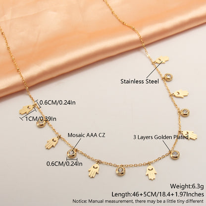 Wholesale Simple Style Solid Color Stainless Steel Plating Inlay Gold Plated Zircon Necklace