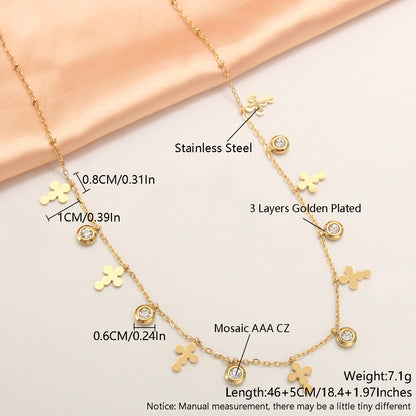 Wholesale Simple Style Solid Color Stainless Steel Plating Inlay Gold Plated Zircon Necklace