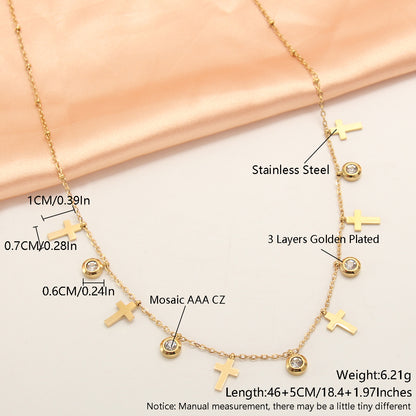 Wholesale Simple Style Solid Color Stainless Steel Plating Inlay Gold Plated Zircon Necklace