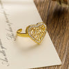 Elegant Simple Style Geometric Heart Shape Copper Plating Inlay Zircon 18k Gold Plated Open Rings