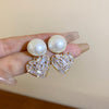 1 Pair Sweet Flower Plating Imitation Pearl Drop Earrings