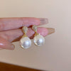 1 Pair Sweet Flower Plating Imitation Pearl Drop Earrings