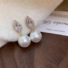 1 Pair Sweet Flower Plating Imitation Pearl Drop Earrings