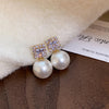 1 Pair Sweet Flower Plating Imitation Pearl Drop Earrings