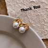 1 Pair Sweet Flower Plating Imitation Pearl Drop Earrings