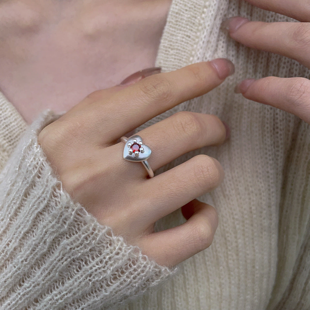 Simple Style Star Heart Shape Flower Sterling Silver Plating Zircon Silver Plated Adjustable Ring