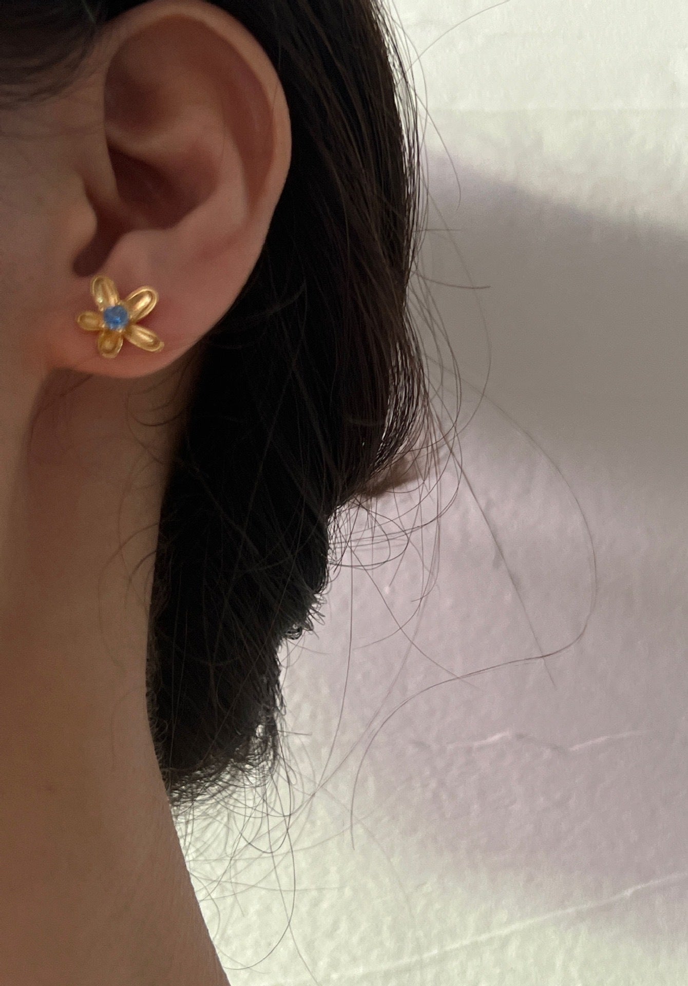 1 Piece Casual Flower Plating Sterling Silver Zircon 18k Gold Plated Silver Plated Ear Studs