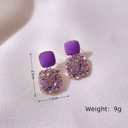 1 Pair Simple Style Square Plating Inlay Alloy Rhinestones Gold Plated Drop Earrings