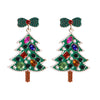 1 Pair Simple Style Classic Style Christmas Tree Bow Knot Inlay Alloy Rhinestones Drop Earrings