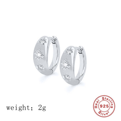 1 Pair Simple Style Solid Color Plating Inlay Sterling Silver Zircon 18k Gold Plated Silver Plated Ear Studs