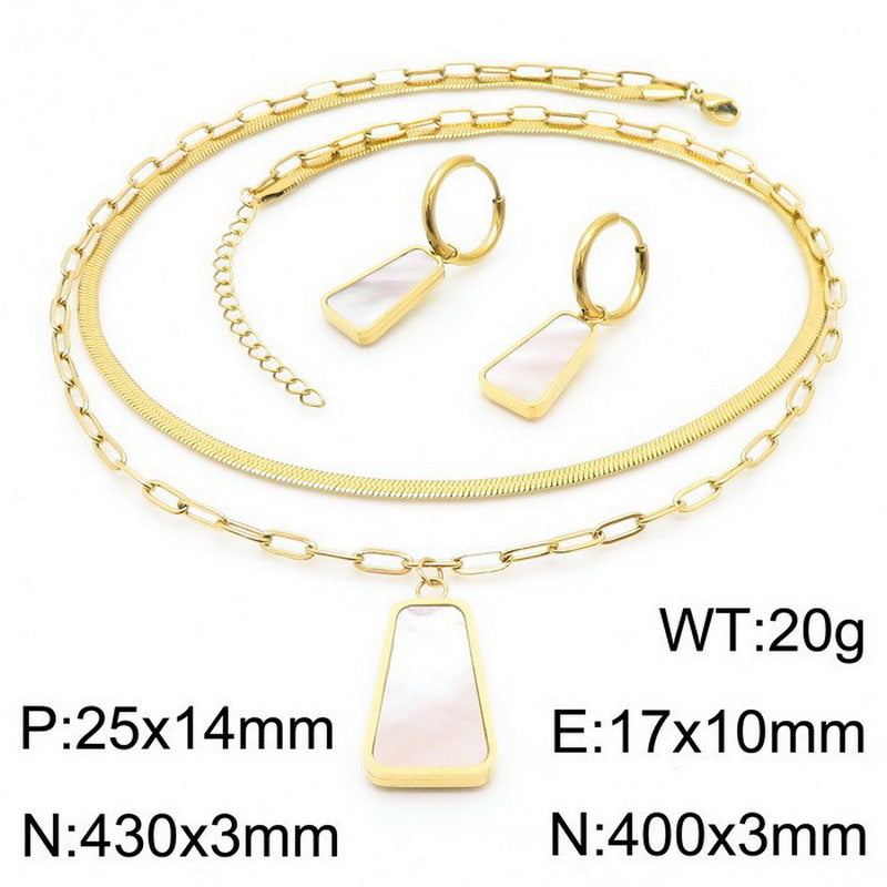 Vacation Simple Style Square Titanium Steel Plating Gold Plated Jewelry Set