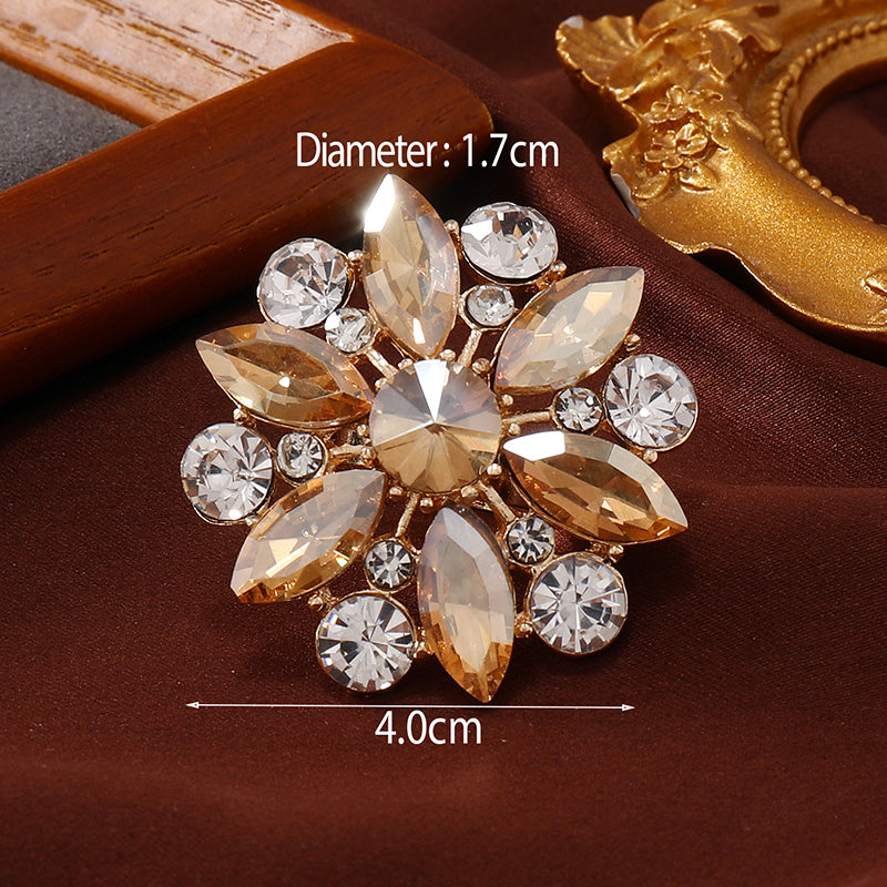 Shiny Flower Gold Plated Rhinestones Alloy Wholesale Open Rings