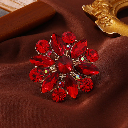 Shiny Flower Gold Plated Rhinestones Alloy Wholesale Open Rings