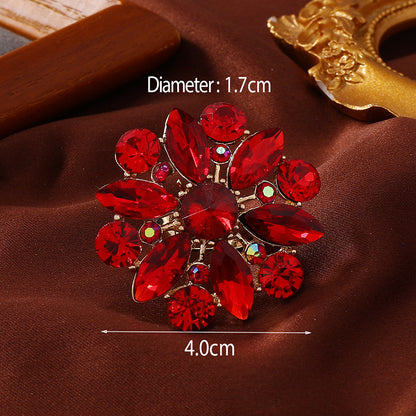 Shiny Flower Gold Plated Rhinestones Alloy Wholesale Open Rings