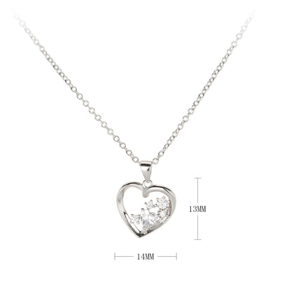 Simple Style Heart Shape Sterling Silver Inlay Rhinestones Pendant Necklace