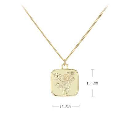 Simple Style Flower Sterling Silver Plating Gold Plated Pendant Necklace