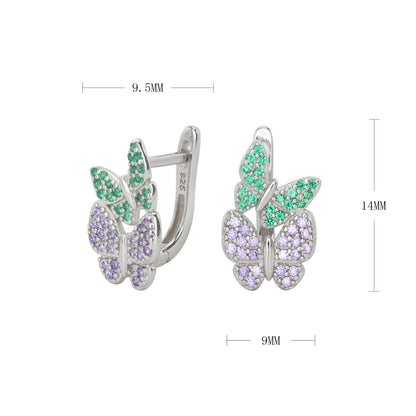 1 Pair Simple Style Butterfly Inlay Sterling Silver Zircon Ear Studs