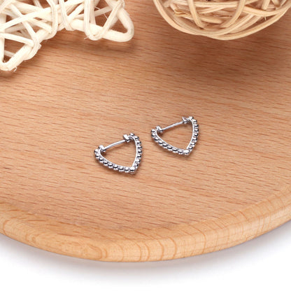 1 Pair Simple Style Commute Heart Shape Sterling Silver Earrings