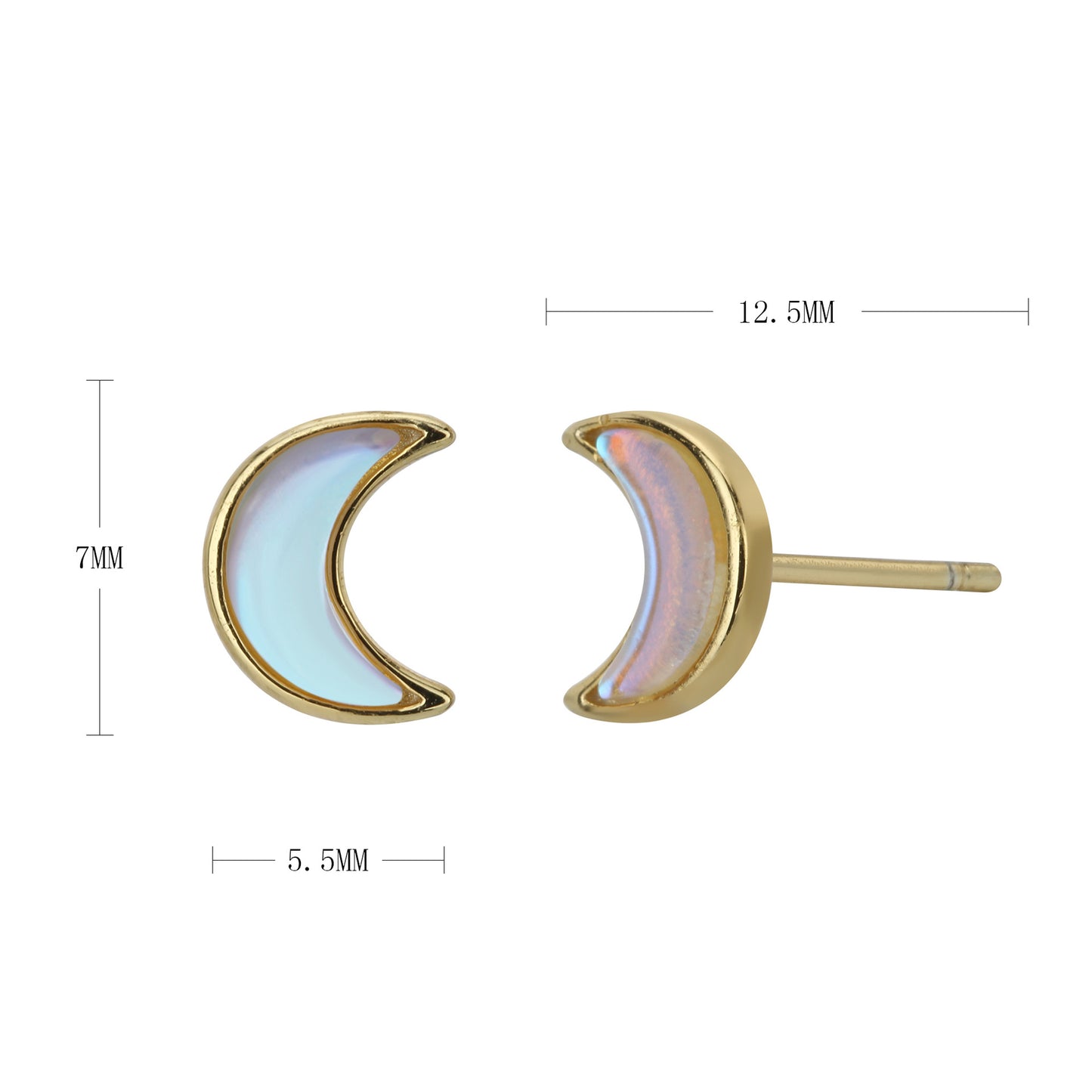 1 Pair Simple Style Classic Style Moon Inlay Sterling Silver Opal Ear Studs