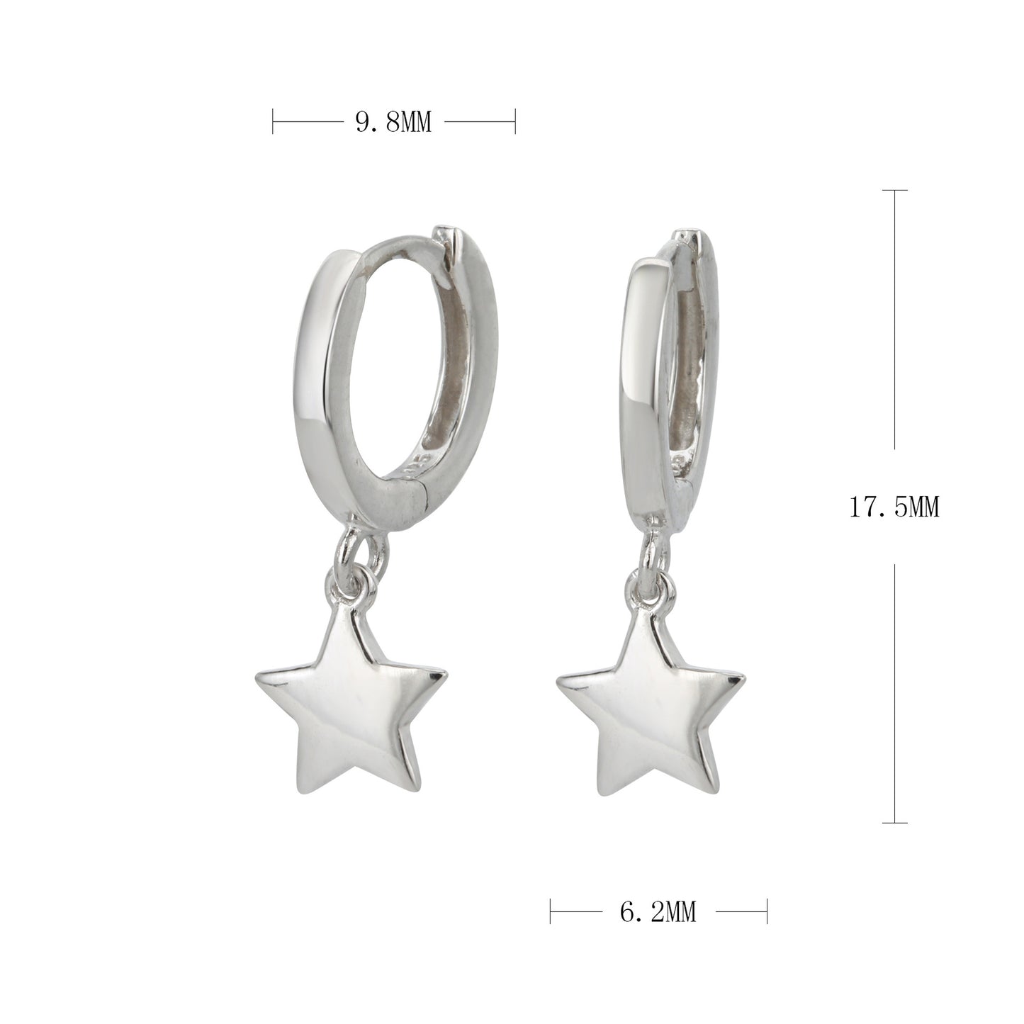 1 Pair Classic Style Star Plating Sterling Silver Gold Plated Drop Earrings