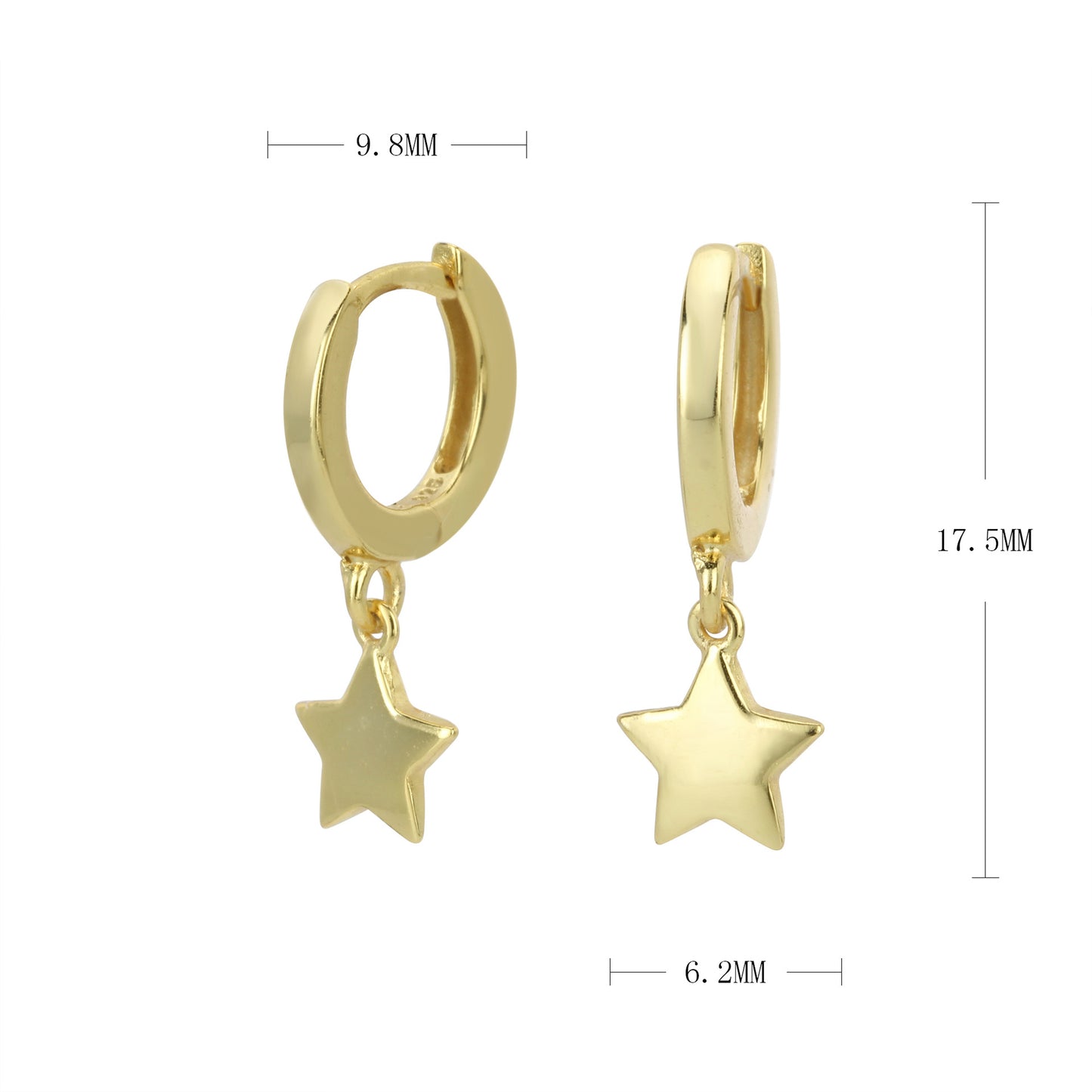 1 Pair Classic Style Star Plating Sterling Silver Gold Plated Drop Earrings