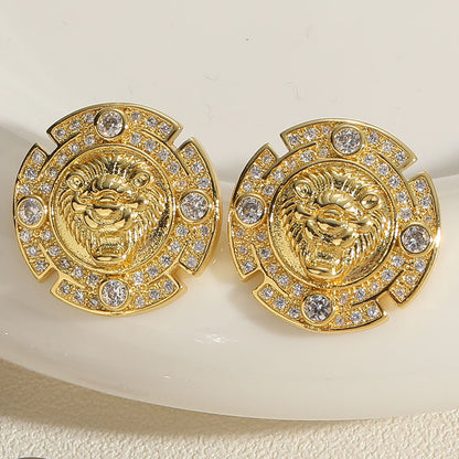 1 Pair Simple Style Classic Style Color Block Plating Inlay Brass Zircon 14k Gold Plated White Gold Plated Ear Studs