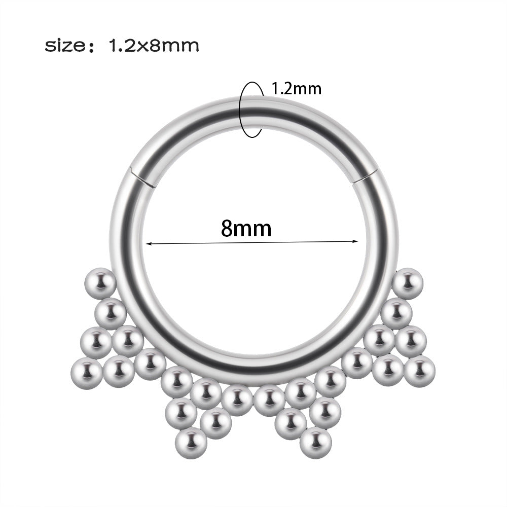 Hip-hop Round Stainless Steel Plating Nose Ring