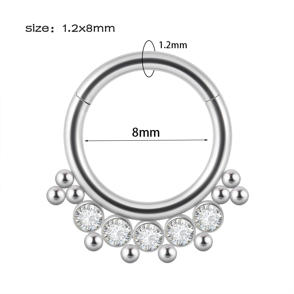 Hip-hop Round Stainless Steel Plating Nose Ring