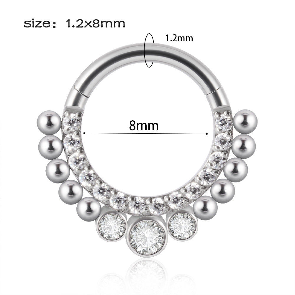 Hip-hop Round Stainless Steel Plating Nose Ring