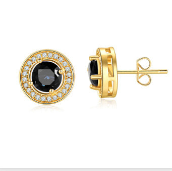 1 Pair Simple Style Commute Round Plating Inlay Copper Zircon Ear Studs