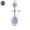 Fashion Water Droplets Titanium Inlay Zircon Unisex Belly Ring 1 Piece