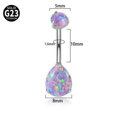 Fashion Water Droplets Titanium Inlay Zircon Unisex Belly Ring 1 Piece