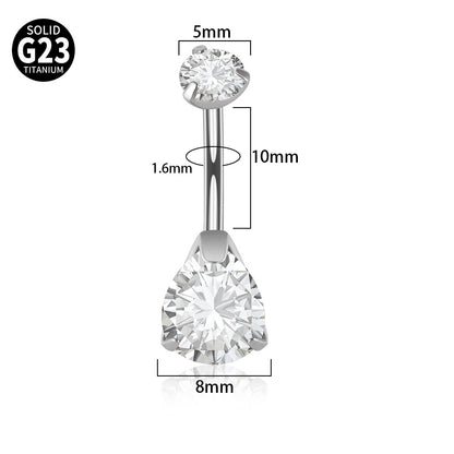 Fashion Water Droplets Titanium Inlay Zircon Unisex Belly Ring 1 Piece