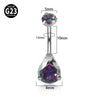 Fashion Water Droplets Titanium Inlay Zircon Unisex Belly Ring 1 Piece