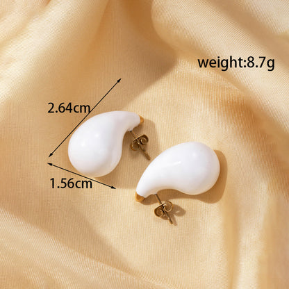 1 Pair French Style Simple Style Classic Style Water Droplets Plating Stainless Steel 18k Gold Plated Ear Studs