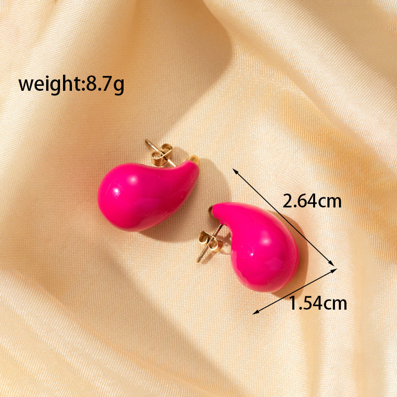 1 Pair French Style Simple Style Classic Style Water Droplets Plating Stainless Steel 18k Gold Plated Ear Studs