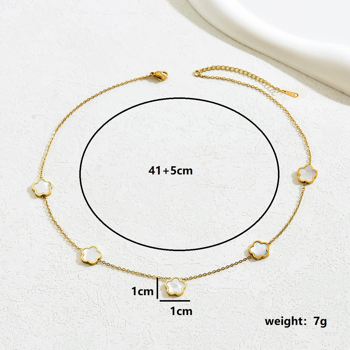 Ig Style Commute Flower Stainless Steel Plating Inlay Shell 18k Gold Plated Necklace