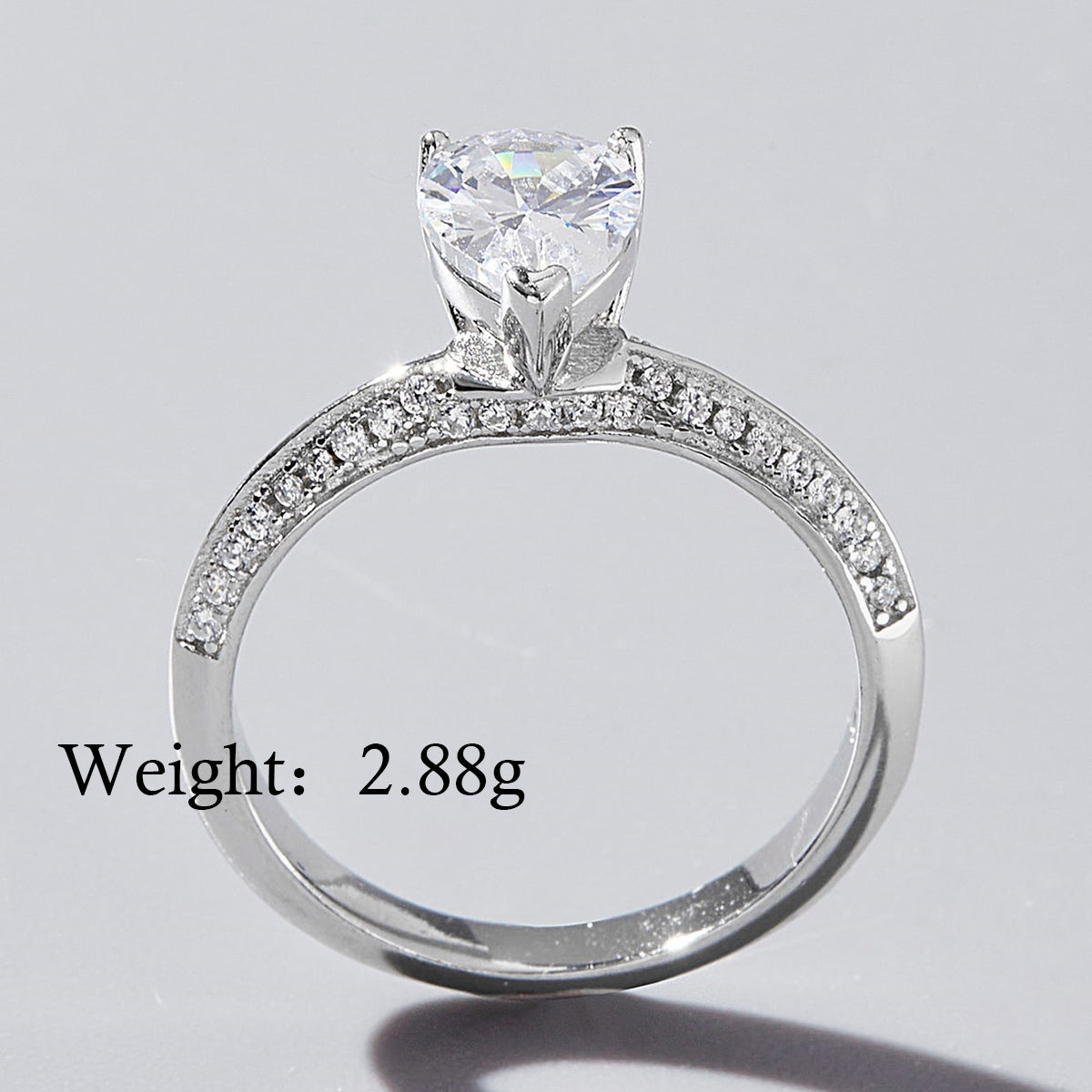 Elegant Glam Square Heart Shape Sterling Silver Plating Inlay Zircon White Gold Plated Rhodium Plated Rings