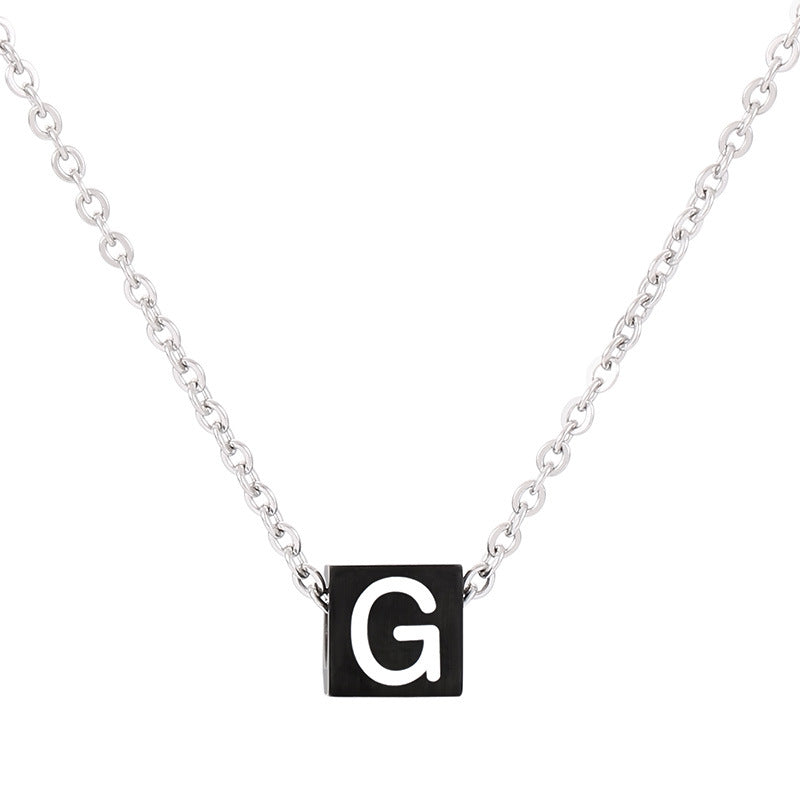 Wholesale Simple Style Classic Style Letter Titanium Steel Enamel Pendant Necklace