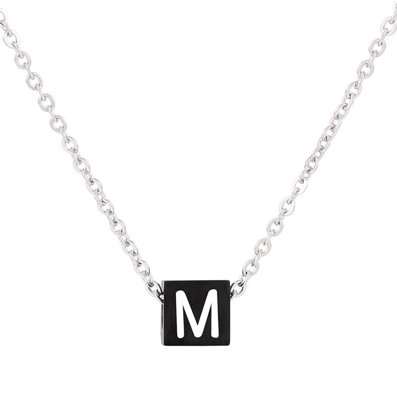 Wholesale Simple Style Classic Style Letter Titanium Steel Enamel Pendant Necklace