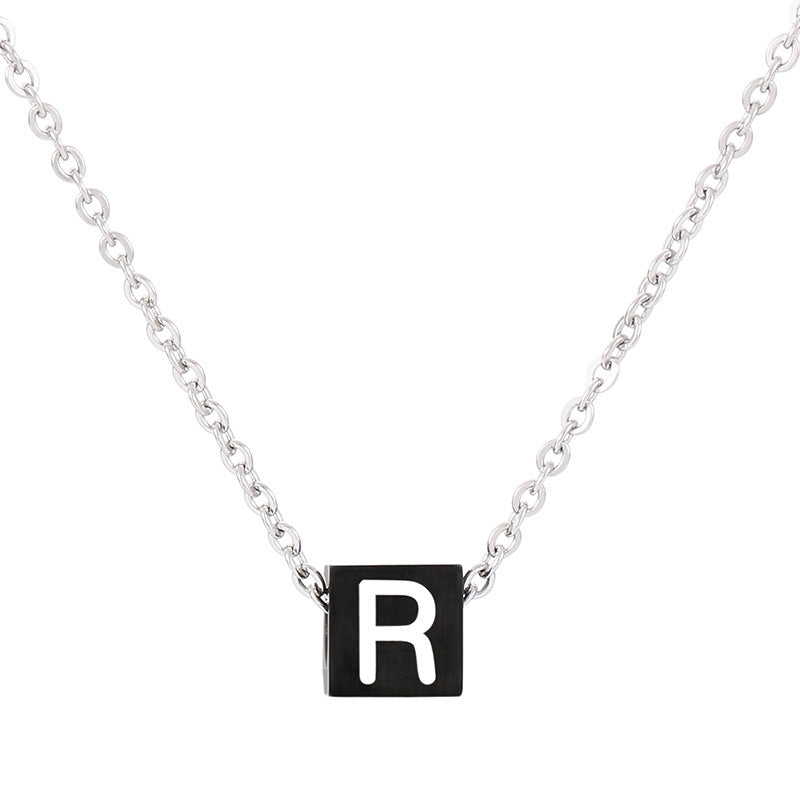 Wholesale Simple Style Classic Style Letter Titanium Steel Enamel Pendant Necklace