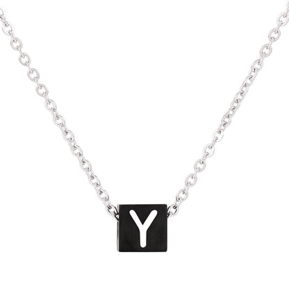 Wholesale Simple Style Classic Style Letter Titanium Steel Enamel Pendant Necklace