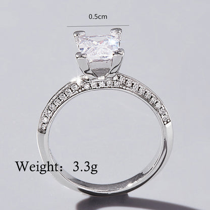 Elegant Glam Square Heart Shape Sterling Silver Plating Inlay Zircon White Gold Plated Rhodium Plated Rings