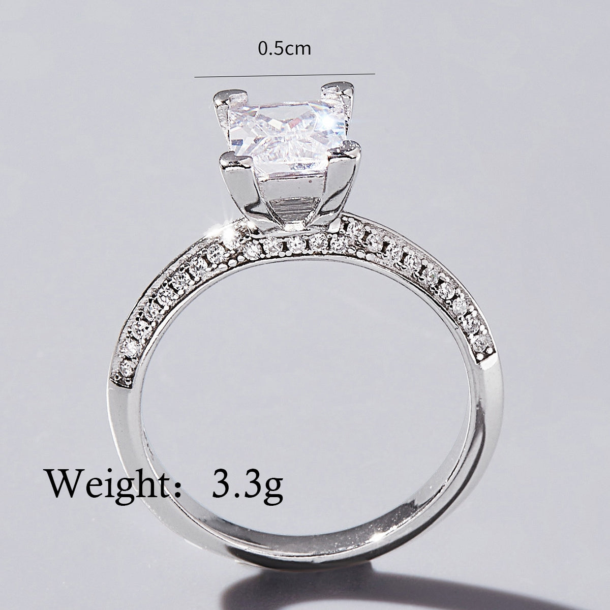 Elegant Glam Square Heart Shape Sterling Silver Plating Inlay Zircon White Gold Plated Rhodium Plated Rings