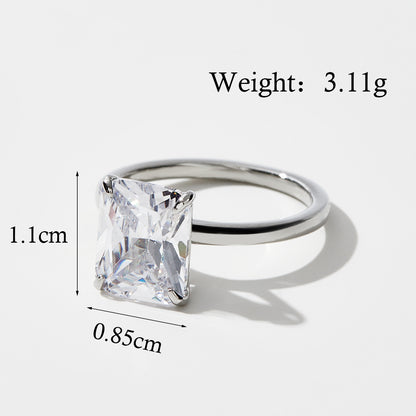 Elegant Glam Square Heart Shape Sterling Silver Plating Inlay Zircon White Gold Plated Rhodium Plated Rings