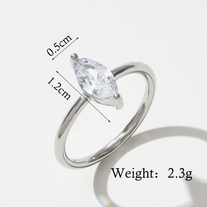 Elegant Glam Square Heart Shape Sterling Silver Plating Inlay Zircon White Gold Plated Rhodium Plated Rings